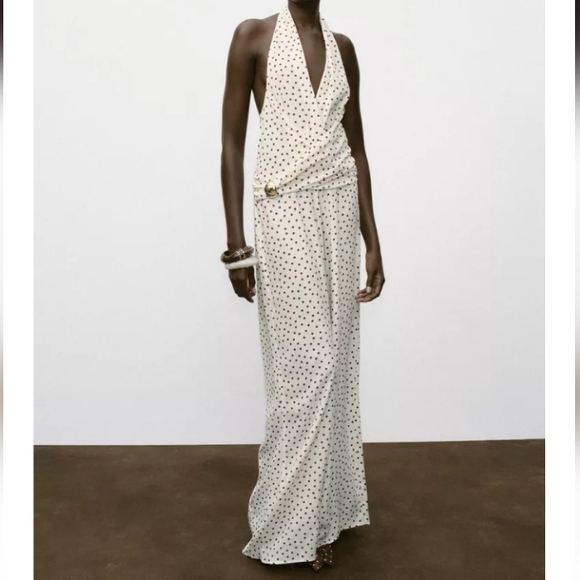 Zara Polka Dot Halter Jumpsuit